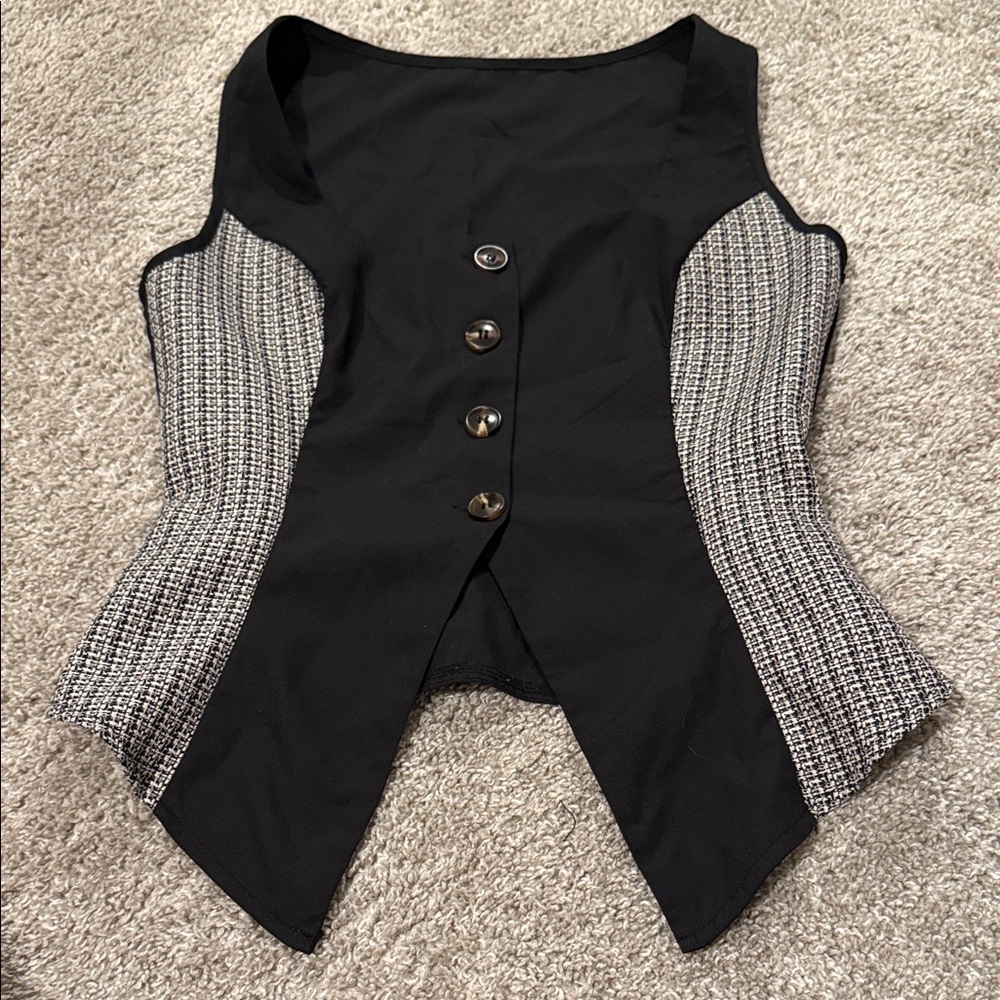 Black and White Buttoned Vest